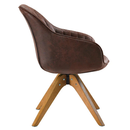 Fauteuil d'appoint pivotant Mid-Century Modern avec pieds en bois de hêtre – Pivotement à 360°, 150 kg