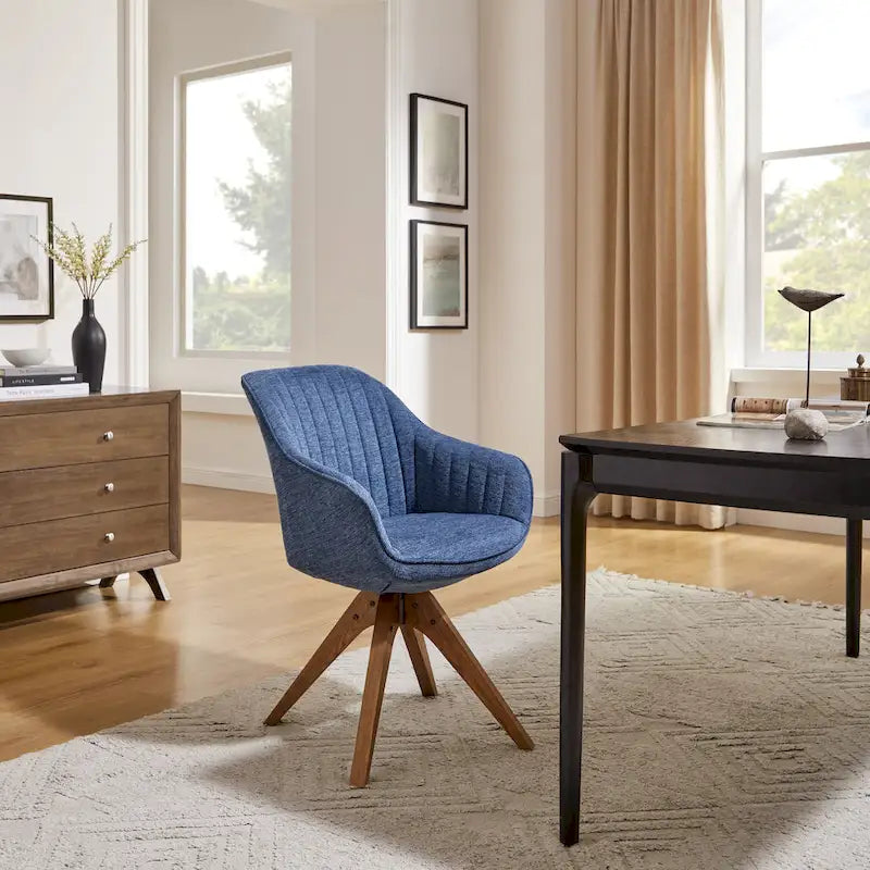 Fauteuil d'appoint pivotant Mid-Century Modern avec pieds en bois de hêtre – Pivotement à 360°, 150 kg