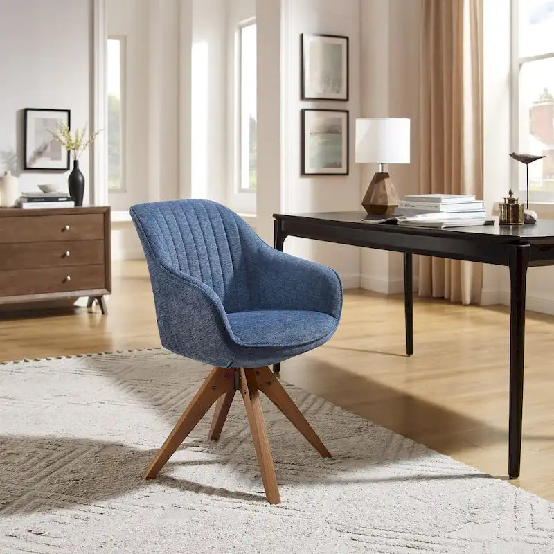 Fauteuil d'appoint pivotant Mid-Century Modern avec pieds en bois de hêtre – Pivotement à 360°, 150 kg