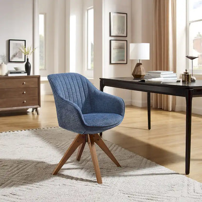 Fauteuil d'appoint pivotant Mid-Century Modern avec pieds en bois de hêtre – Pivotement à 360°, 150 kg