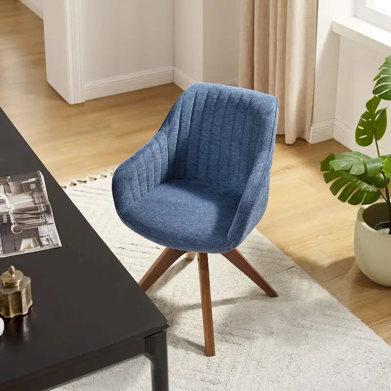 Fauteuil d'appoint pivotant Mid-Century Modern avec pieds en bois de hêtre – Pivotement à 360°, 150 kg