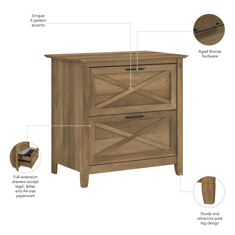 Classeur latéral à 2 tiroirs – Style Ferme, 76 cm l x 51 cm P x 76 cm H