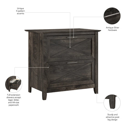 Classeur latéral à 2 tiroirs – Style Ferme, 76 cm l x 51 cm P x 76 cm H
