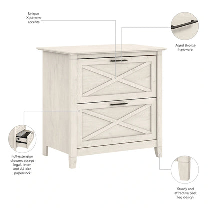 Classeur latéral à 2 tiroirs – Style Ferme, 76 cm l x 51 cm P x 76 cm H