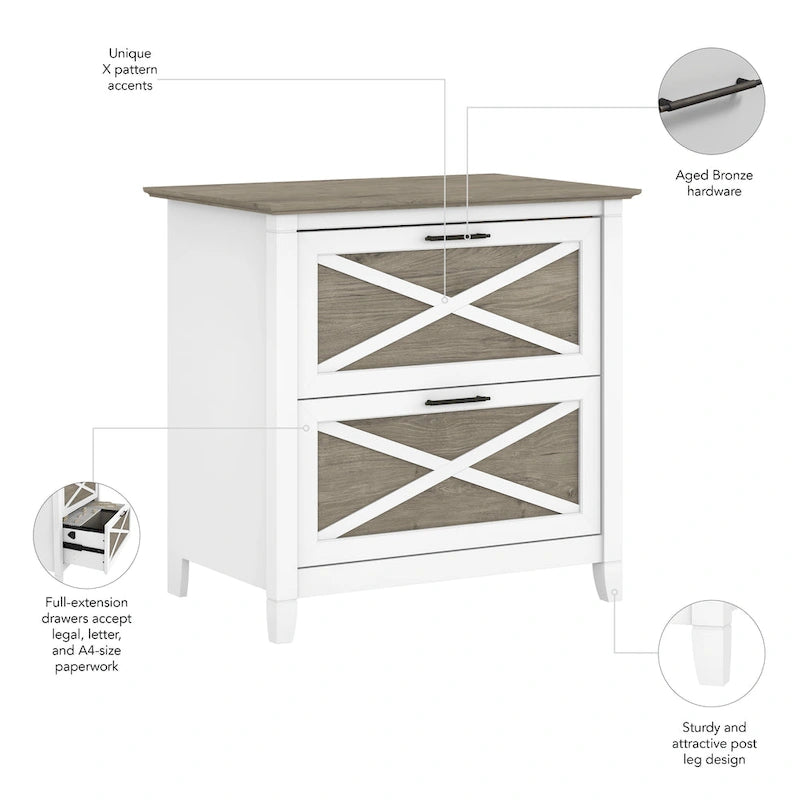 Classeur latéral à 2 tiroirs – Style Ferme, 76 cm l x 51 cm P x 76 cm H