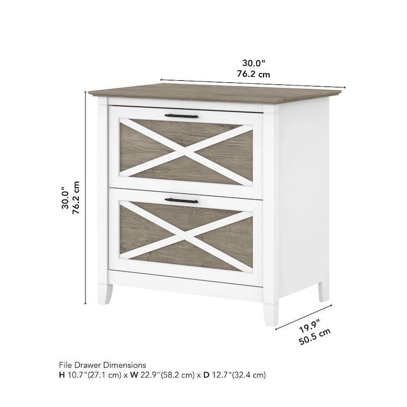 Classeur latéral à 2 tiroirs – Style Ferme, 76 cm l x 51 cm P x 76 cm H