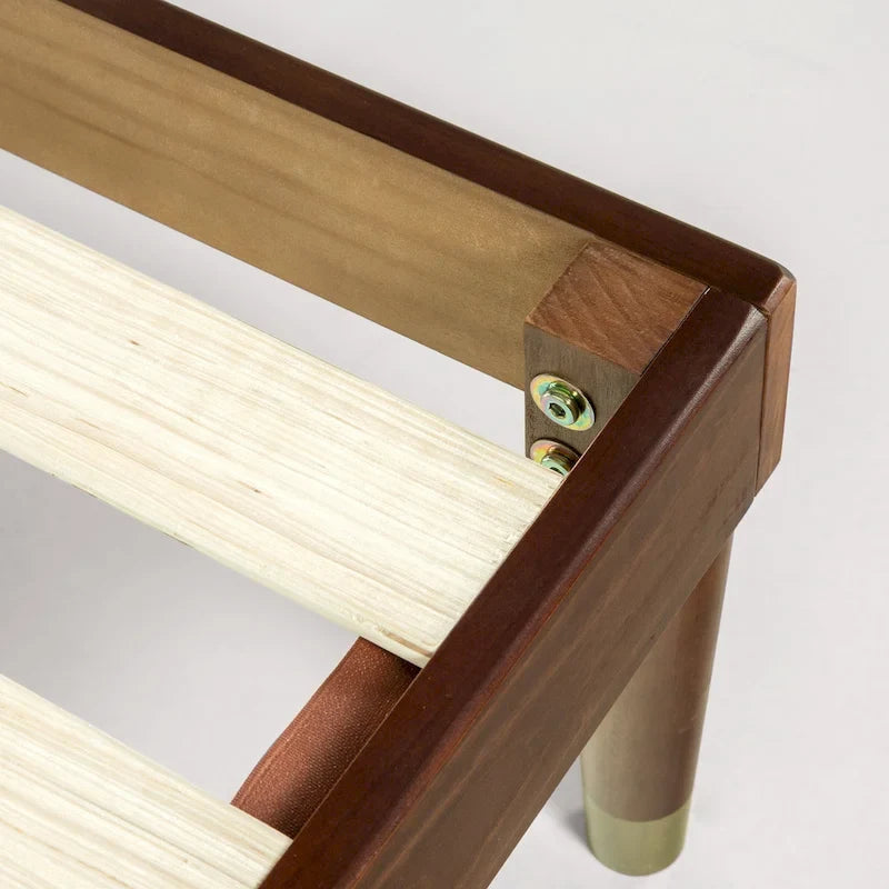 Lit plateforme de luxe en bois du milieu du siècle – Pin et acier, plusieurs tailles