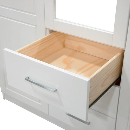 Armoire-penderie 100 % en bois massif style métro – Portes en bois massif ou portes miroirs, plusieurs finitions.