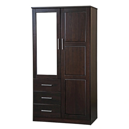 Armoire-penderie 100 % en bois massif style métro – Portes en bois massif ou portes miroirs, plusieurs finitions.