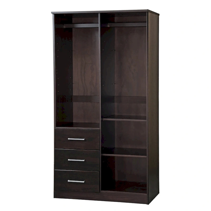 Armoire-penderie 100 % en bois massif style métro – Portes en bois massif ou portes miroirs, plusieurs finitions.