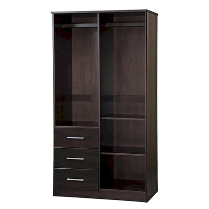 Armoire-penderie 100 % en bois massif style métro – Portes en bois massif ou portes miroirs, plusieurs finitions.