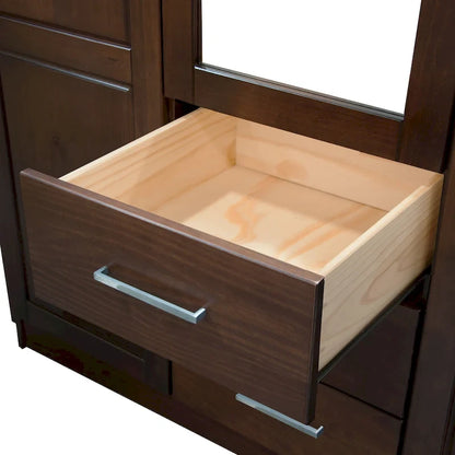 Armoire-penderie 100 % en bois massif style métro – Portes en bois massif ou portes miroirs, plusieurs finitions.