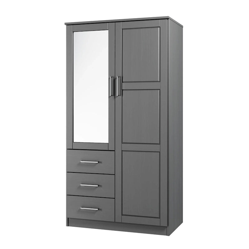 Armoire-penderie 100 % en bois massif style métro – Portes en bois massif ou portes miroirs, plusieurs finitions.