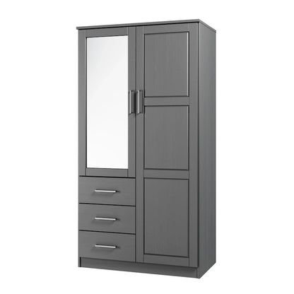 Armoire-penderie 100 % en bois massif style métro – Portes en bois massif ou portes miroirs, plusieurs finitions.