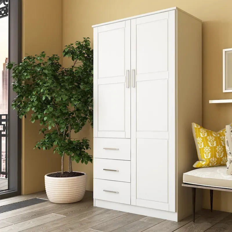 Armoire-penderie 100 % en bois massif style métro – Portes en bois massif ou portes miroirs, plusieurs finitions.