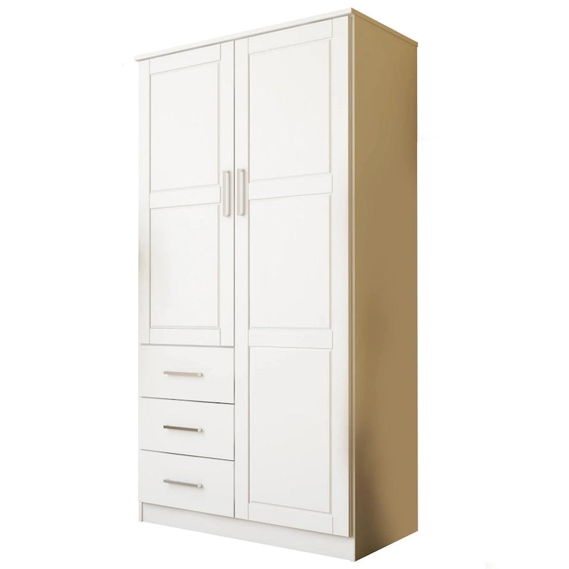 Armoire-penderie 100 % en bois massif style métro – Portes en bois massif ou portes miroirs, plusieurs finitions.
