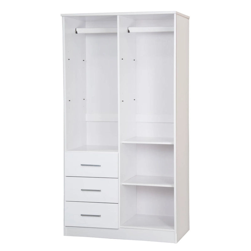 Armoire-penderie 100 % en bois massif style métro – Portes en bois massif ou portes miroirs, plusieurs finitions.