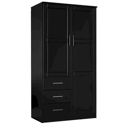 Armoire-penderie 100 % en bois massif style métro – Portes en bois massif ou portes miroirs, plusieurs finitions.
