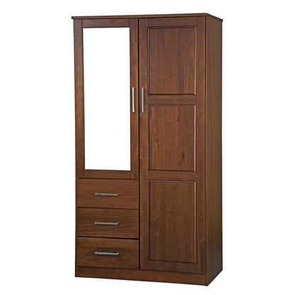 Armoire-penderie 100 % en bois massif style métro – Portes en bois massif ou portes miroirs, plusieurs finitions.