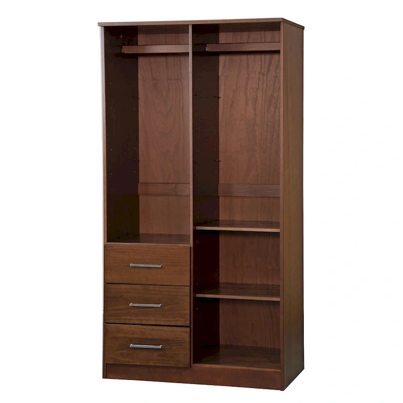 Armoire-penderie 100 % en bois massif style métro – Portes en bois massif ou portes miroirs, plusieurs finitions.