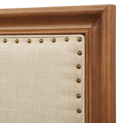 Lit plateforme Queen rembourré avec tête de lit capitonnée et garniture cloutée – Pas besoin de sommier tapissier
