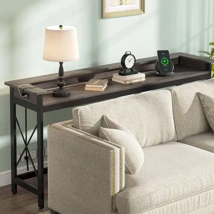 Canapé Table Console d'Entrée Longue de 70,9 pouces avec Prises et Ports USB