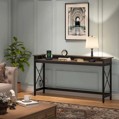 Canapé Table Console d'Entrée Longue de 70,9 pouces avec Prises et Ports USB
