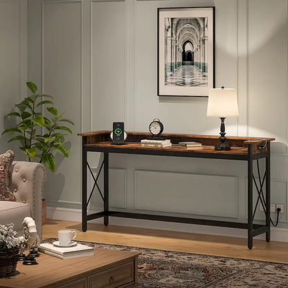 Canapé Table Console d'Entrée Longue de 70,9 pouces avec Prises et Ports USB