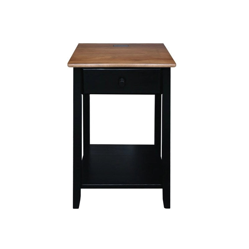 Table de chevet en bois massif à 1 tiroir avec 4 ports de chargement USB – 3 finitions