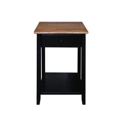 Table de chevet en bois massif à 1 tiroir avec 4 ports de chargement USB – 3 finitions
