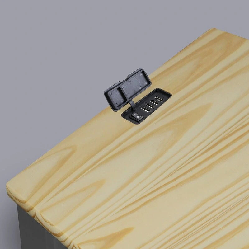 Table de chevet en bois massif à 1 tiroir avec 4 ports de chargement USB – 3 finitions
