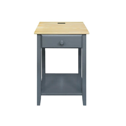Table de chevet en bois massif à 1 tiroir avec 4 ports de chargement USB – 3 finitions
