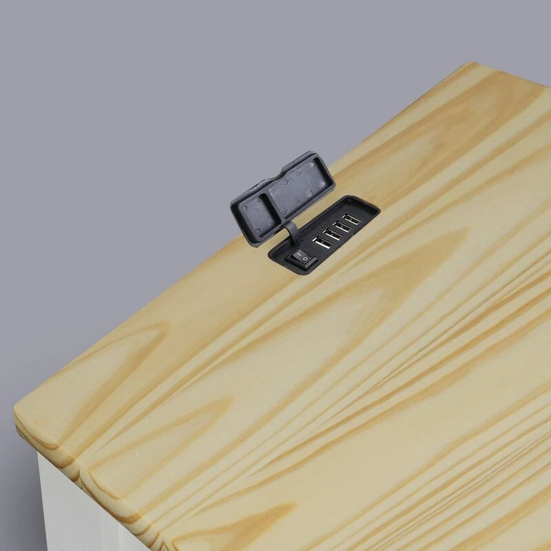 Table de chevet en bois massif à 1 tiroir avec 4 ports de chargement USB – 3 finitions
