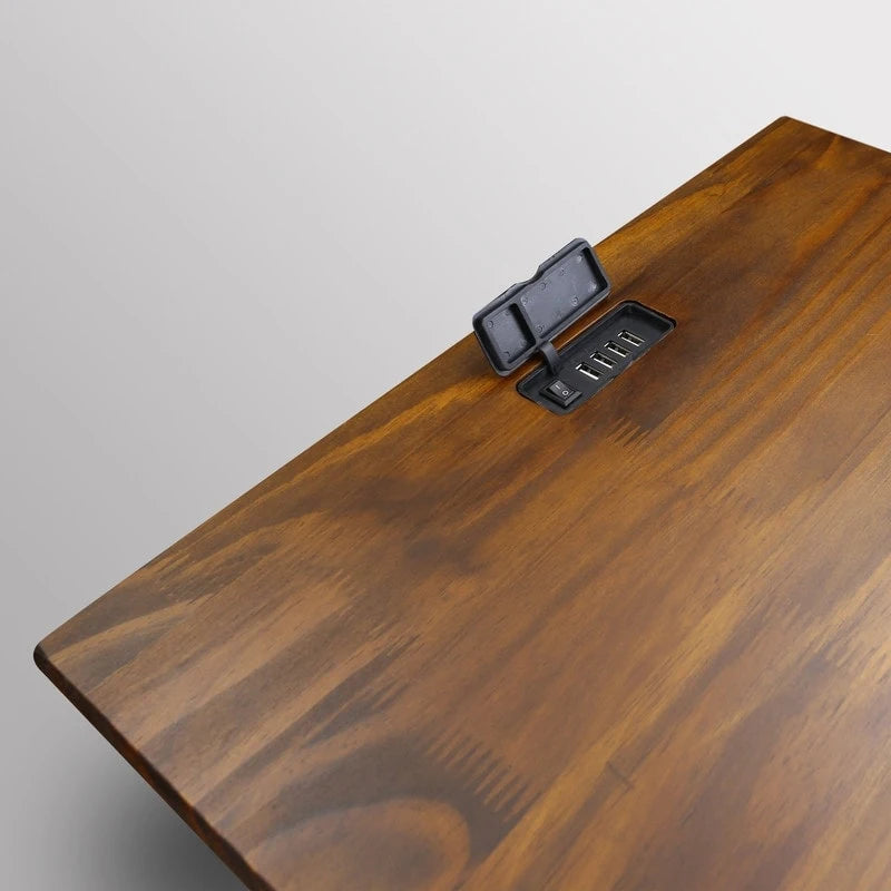 Table de chevet en bois massif à 1 tiroir avec 4 ports de chargement USB – 3 finitions