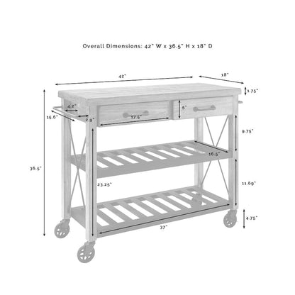 Dessertes de cuisine industrielles avec plateau en pin massif – 2 tiroirs, étagères métalliques, 106,7 cm (L) x 93,3 cm (H)