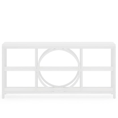 Table console de 70,9 pouces avec pieds en métal au design créatif, tables d'appoint étroites et longues à 3 niveaux pour entrée
