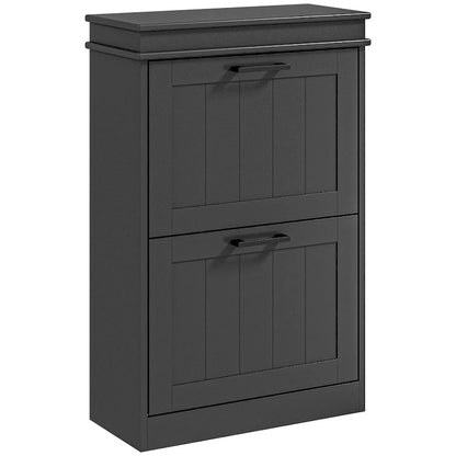 Meuble à chaussures pour entrée, étagère à chaussures étroite de rangement avec 2 tiroirs à abattant et étagères réglables