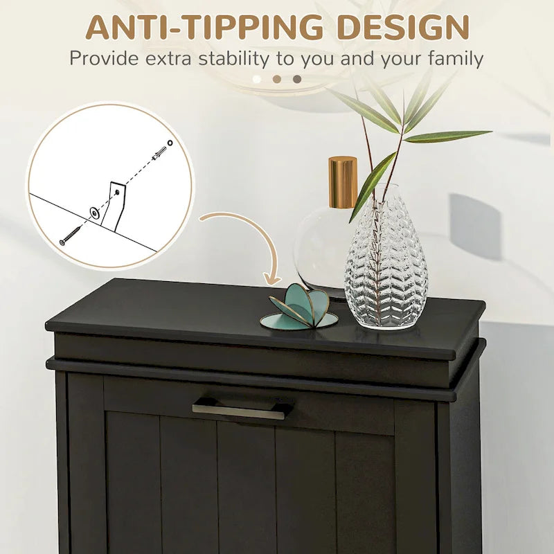 Meuble à chaussures pour entrée, étagère à chaussures étroite de rangement avec 2 tiroirs à abattant et étagères réglables