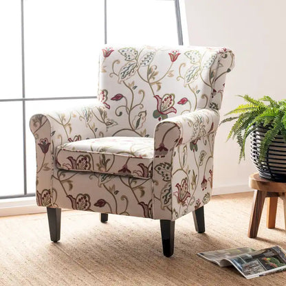 SAFAVIEH Shamika Red/Ivory Floral Club Chair - 30 W x 33 D x 35 H