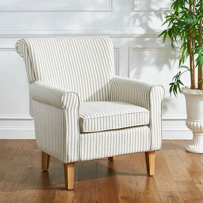 Fauteuil Club à Bras Roulés Floral – Mélange Coton-Lin, Pieds Espresso, 30"L x 33"P x 35"H