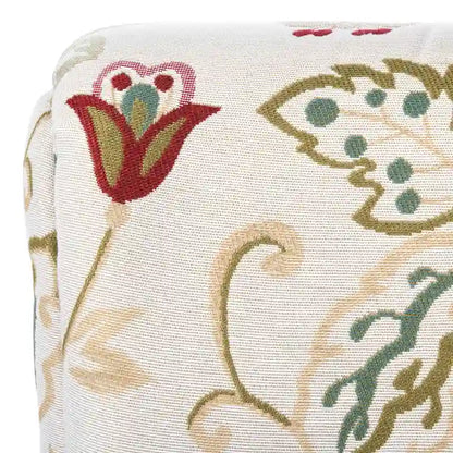 Fauteuil Club à Bras Roulés Floral – Mélange Coton-Lin, Pieds Espresso, 30"L x 33"P x 35"H