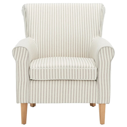Fauteuil Club à Bras Roulés Floral – Mélange Coton-Lin, Pieds Espresso, 30"L x 33"P x 35"H
