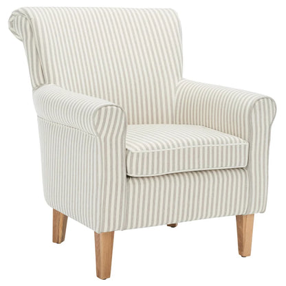 Fauteuil Club à Bras Roulés Floral – Mélange Coton-Lin, Pieds Espresso, 30"L x 33"P x 35"H
