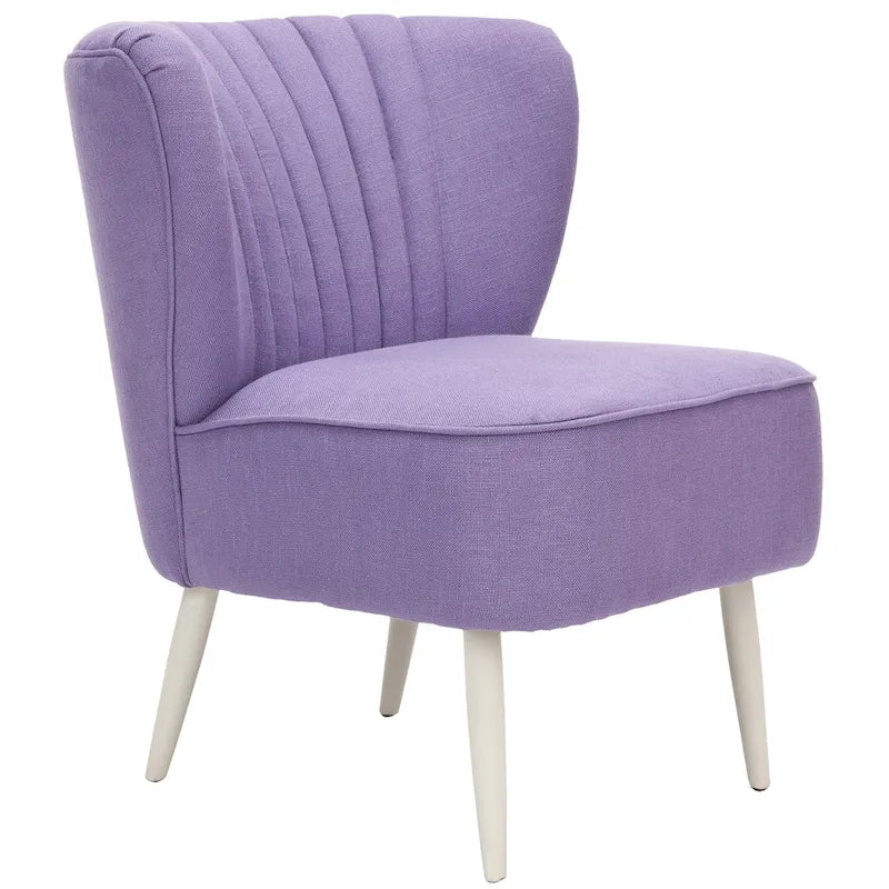Fauteuil d'appoint rayé arc-en-ciel Mid-Century avec plissé cannelé et pieds en bois de bouleau