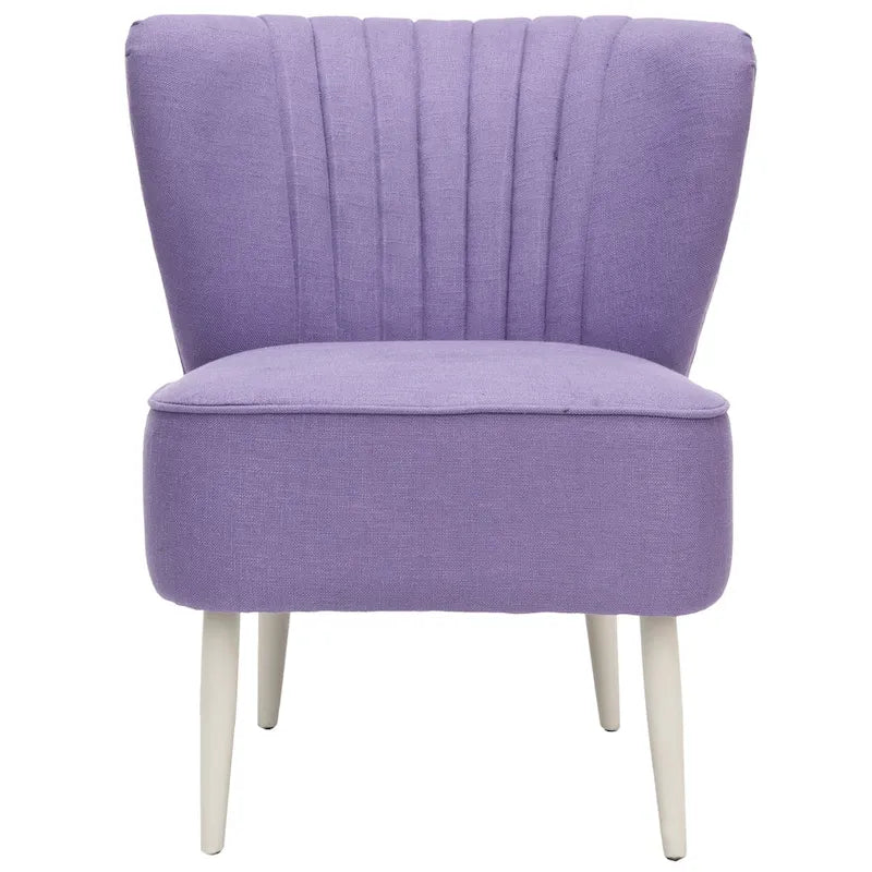 Fauteuil d'appoint rayé arc-en-ciel Mid-Century avec plissé cannelé et pieds en bois de bouleau