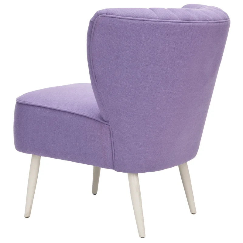 Fauteuil d'appoint rayé arc-en-ciel Mid-Century avec plissé cannelé et pieds en bois de bouleau