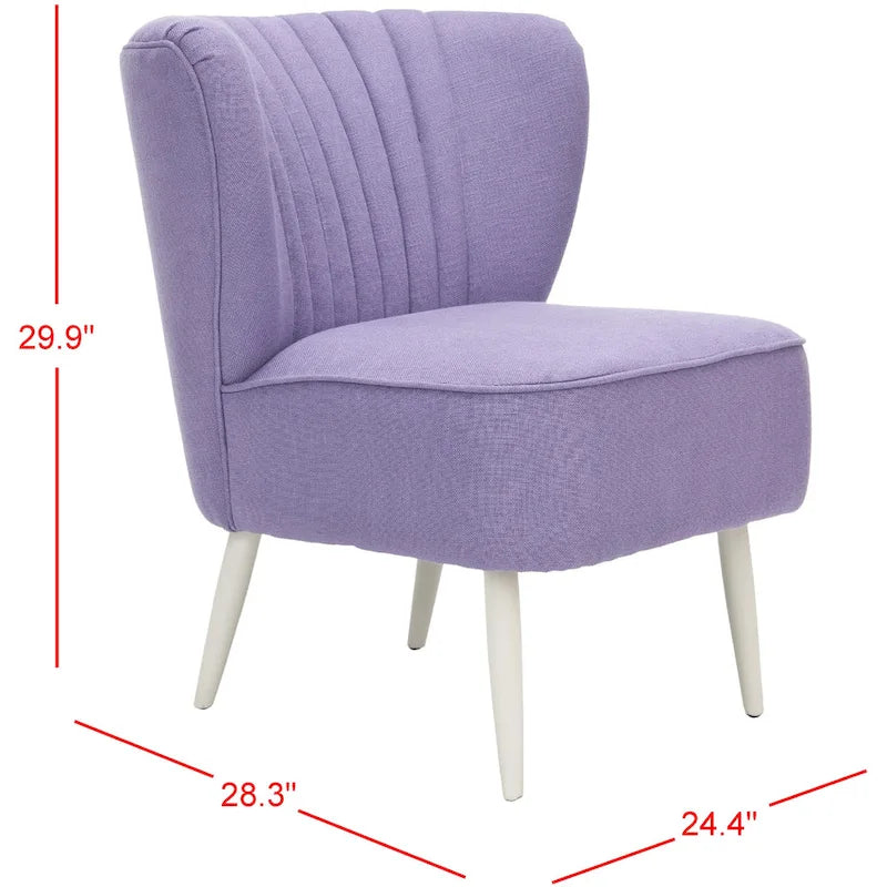 Fauteuil d'appoint rayé arc-en-ciel Mid-Century avec plissé cannelé et pieds en bois de bouleau