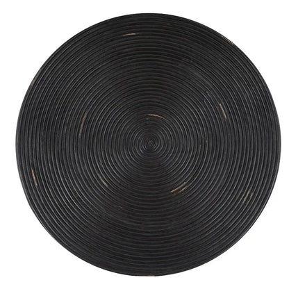 Table basse d'appoint ronde en rotin – Forme sablier, noir vieilli, 79 cm (L) x 79 cm (P) x 41 cm (H)