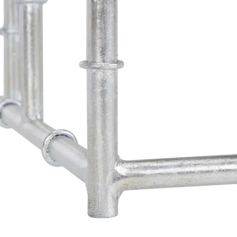 Table d'appoint carrée plateau verre et argent 22x22x21