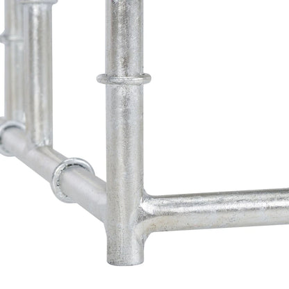 Table d'appoint carrée plateau verre et argent 22x22x21